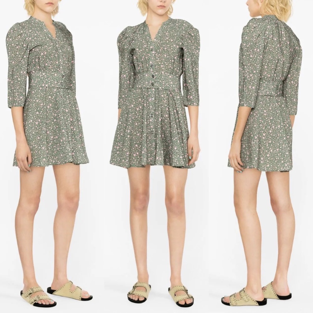 Maje multi rose floral belted puff sleeve mini dress FINAL PRICE NO OFFERS - Picture 11 of 11